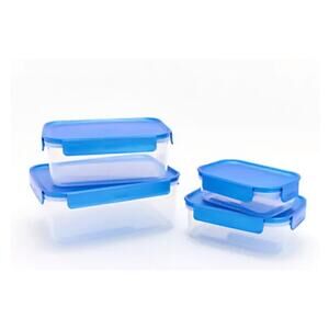 Lock and Lock Plastic Rectangle Blue 4 Piece Set NWT